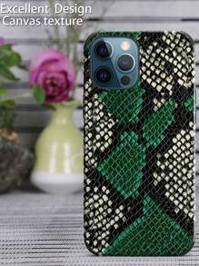 1 件绿色手绘蛇纹保险杠保护壳，采用防震设计和贴纸皮革工艺，适用于 Apple 手机 - 彩色 - 查看 2