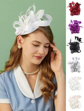 1件装肯塔基德比女士头饰，适合下午茶派对、婚礼鸡尾酒会等场合，含花朵装饰，发饰，德比帽，迷你帽，小礼帽，迷你高顶礼帽，迷你帽，学校用品，礼物，优雅，节日装扮，锐舞派对配饰