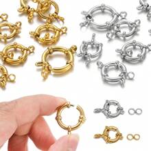 5pcs Metal Gold Color Round Spring Clasps Ring For Bracelet Clavicle Necklace Clasp Connectors DIY Jewelry Making Accessories