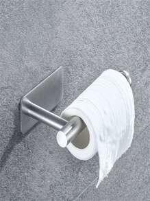 1 pieza Porta pañuelos de acero inoxidable plateado, soporte moderno y sólido para toallas de papel para cocina y baño, estante de almacenamiento sin taladro para sombreros y ropa