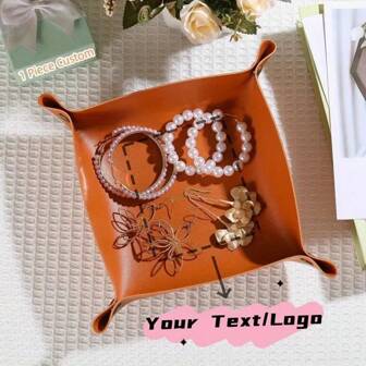 1pc PU Leather Custom Tray - Personalized Living Decor, Ideal For Entryway Or Office Desk - For Home Room Living Room Office Decor - Gift For Women - Mother's Day Spring Season Gift Gifts Birthday Graduation