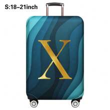 Luggage Cover Travel Case Cover For 18 To 32 Inch Luggage Protector Cases For Men Women Outdoor Holiday Travel Essentials Accessories Polyester Suitcase Elastic Dust Covers Fashion Initial Name A To Z Gold Letter Print Travel Accessories Travel Must Haves Bag For School School Accessories School Stuff - Blue - View 10