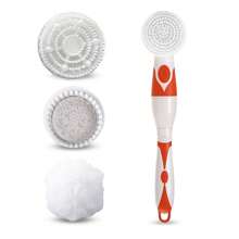 4 IN 1Multifunction Electric Bath Brush Massager Back-Rubbing Brush Long Handle Spinning Body Cleaning Spa Massage Shower Brush Sets Electric Bath Brush Long Handle Waterproof Cordless Body Bath Exfoliating Soft Silicone Body Scrubber Brush
