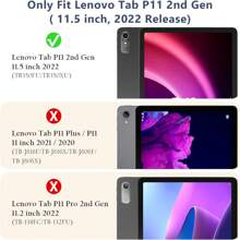 Funda compatible con Tab P11 2da generación (modelos 2023 TB350FU/TB350XU, 11,5 pulgadas), Funda para Tab P11 Pro Gen 2 (2022 - modelo TB-132FU/TB-139FC), Funda para Tab M8 4ta generación (2024/2023 modelos TB301XU/TB-300FU), Funda para Tab M10 Plus (10,6 pulgadas, 3ra generación 2022, TB-125F/TB-128F), Funda para Tab M11 (2024, TB-330FU). A prueba de golpes, resistente, con soporte, correa para la mano, correa para el hombro y rotación de 360 grados - Negro - Negro - Ver 3