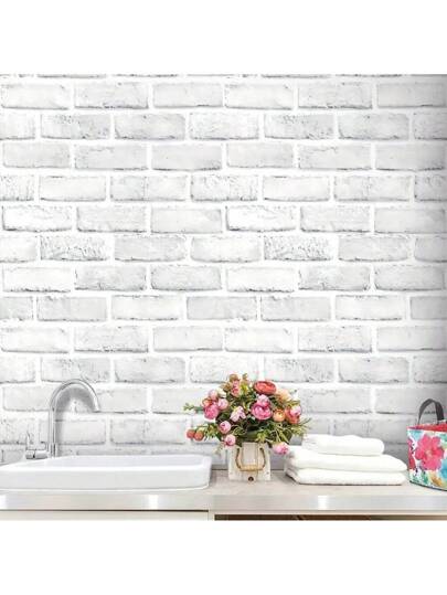 Roll Retro Grijs Wit Brick Wallpaper Peel Stick Contact Paper 3D Wand Removable Bedroom Living Room ation 17.7in X393.7/196.8/118.1/39.3in