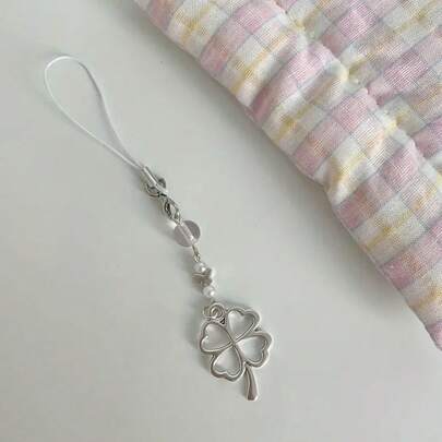 Móc khóa điện thoại hình cỏ bốn lá và bướm thủ công xinh xắn của cô gái Quà tặng cho mẹ, gia đình, bạn bè, sinh nhật, ngày lễ Móc khóa điện thoại, dây điện thoại