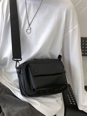 1 件男士纯色斜跨单肩包适合日常装扮圣诞节感恩节秋季旅行冬季钱包礼物节日手提包斜挎包骑行包沙滩包健身包圣诞节圣诞快乐包情人节包单肩包贴纸包返校情人节礼物复古礼品包春季复古包学校用品