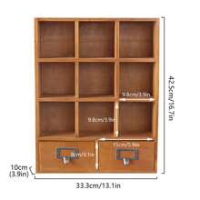 9-Cube 2 Drawers Pine Storage Organizer Display Cubby-Style Shelf Brown