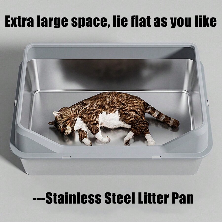 Enclosed stainless steel cat litter box with lid extra large litter box