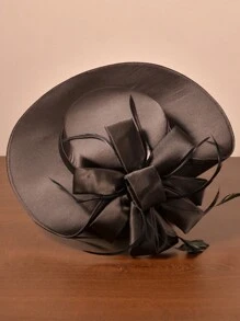 Chapéu Elegante Feminino, Chapéu de Moda Francesa, Mini Chapéu de Noiva, Chapéu de Estilo Britânico, Chapéu de Senhora, Chapéu Vintage, Chapéu com Laço, Tiara para Festa de Aniversário, Chapéu para Banquete de Casamento, Chapéu Preto, Chapéu de Corrida, Chapéu Formal, Chapéu Oversized