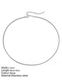 emanco 1入女款時尚簡約全配1.2mm盒子項鍊 - 銀色 - 查看 8
