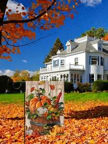 1pc Autumn Pumpkin Sunflower Dwarf Olive Football Maple Leaf Garden Flag Festival Yard Decor - Multicolor - View 6