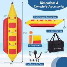 3-Person Inflatable Banana Boat With Boating And Water Sports Electric Air Pump - Multicolor - View 3