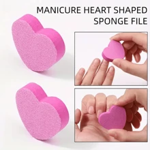 50pcs Mini Heart-Shaped Pink Nail File Sponge Buffer With No Odor, For Manicure And Pedicure Tools - Pink - View 5