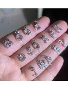 1pc Elegant Compact 26 Initial Letter Zirconia Pendant, DIY Customized Name Jewelry Charm For Necklace, Bracelet, Earrings - DIY Letters - View 4