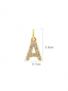 1pc Elegant Compact 26 Initial Letter Zirconia Pendant, DIY Customized Name Jewelry Charm For Necklace, Bracelet, Earrings - DIY Letters - View 5