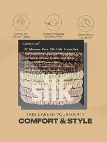 Juego de 6 cintillos para cabello de seda 100% natural con unicolor de 22 Momme, accesorios de cabello de alta calidad para mujeres, con gran diademas de seda de múltiples colores en una caja. - Multicolor - Ver 17