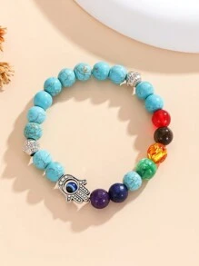 Pulsera de curación de los 7 Chakras ajustable y extensible con piedra de lava para equilibrar, meditar y joyería de moda - meditación - Ver 17