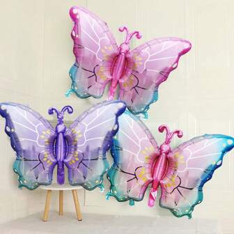 2 件/包渐变色蝴蝶气球、生日派对气球、节日装饰卡通蝴蝶气球、生日拍照道具、周年派对场景装饰、房间和室内装饰、圣诞节