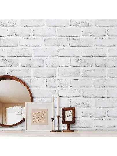 Roll Retro Grijs Wit Brick Wallpaper Peel Stick Contact Paper 3D Wand Removable Bedroom Living Room ation 17.7in X393.7/196.8/118.1/39.3in view 4