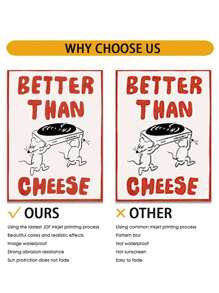 1pc Canvas Print Poster With Removable Frame, Multiple Sizes Available, Cute Cartoon Mouse Design, "Music Is Better Than Cheese" Modern Stylish Creative Wall Art Decor For Living Room, Bedroom, Hallway, Up To 60*90cm, Wood Magnetic Hanging Scroll Frame, Art Gift, Home Decor, PVC Tube Safe Packaging