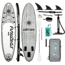 FunWater Tabla de Paddle Stand Up Tabla de Surf  Inflable Accesorios Completos para Tabla de Paddle Ajustable, Bomba, Mochila de Viaje ISUP, Correa, Bolsa Impermeable, Tabla de Paddle para Adultos - Disco-Gris - Ver 1