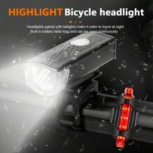 1pc Bicycle LED Waterproof Front Light & Warning Tail Light Set Cycling Equipment Mountain Bike Parts