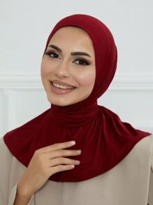1 件装纯色即时头巾女士围巾带纽扣闭合运动头巾日常下帽 - 彩色 - 查看 16