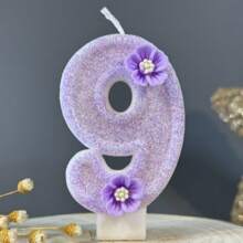 创意 0-9 数字和字母生日蜡烛，手工 DIY 蛋糕装饰，适合节日主题派对，紫色手绘蜡烛，适合庆祝生日、女孩、圣诞节 - 淡紫色 - 查看 12