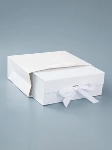 2pcs Solid Gift Package (Gift Bag & Box) With Foldable Double-Door Design, DIY For Birthday Party, Festival, National Day, Family Gathering, Wedding And Souvenir