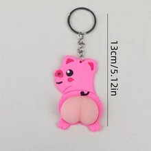 1PC Cute Cartoon Animal Butt Pinch Happy Key Chain Vent Ball Toy Decompress Butt Key Ring - Multicolor - View 4