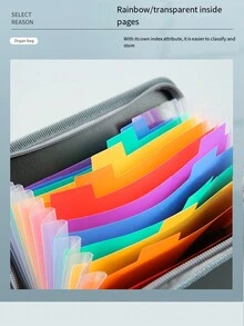 1 Hộp Đựng Hóa Đơn Mini Có Dây Kéo A6, Phong Cách Cầu Vồng, Dung Tích Lớn Với 13 Khe Đựng Hóa Đơn, Chứng Minh Thư Và Danh Thiếp, Chất Liệu PP Túi Lưu Trữ Di Động - nhiều màu - Xem 2