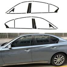 1 Set Glossy Black Sticker Chrome Delete Window Trim For Infiniti Q50 2014-2023 - Glossy Black - View 1
