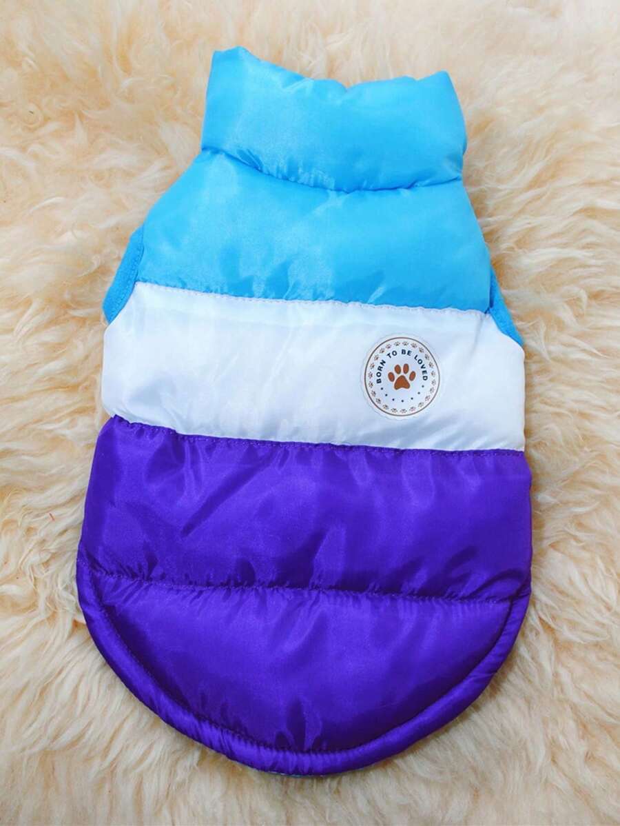 1pc Coffee Color Contrast Pet Windbreaker Coat, Warm For Small To Medium Dogs In Winter - Coffee Brown - View 1