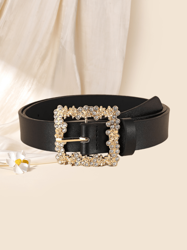 Boho 1pc Women Rhinestone Decor Belt With Hole Punch Elegant Summer, School Fall, Autumn, Halloween