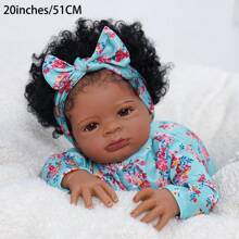 Muñeca bebé reborn de 20 pulgadas afroamericana, Body de tela suave, recién nacido realista y lindo, muñeca de arte coleccionable, regalo de cumpleaños/Navidad perfecto, decoración de habitación - Negro - Ver 2