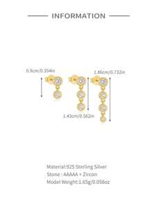 Kolczyki z 3 pojedynczymi oprawami w kształcie pierścienia, srebro próby 925, dla kobiet, luksusowe kolczyki z frędzlami, odpowiednie na imprezę, biżuterię ślubną