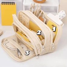 BUNKI Estuche grande de estilo japonés simple para lápices, nueva caja de papelería, estuche para lápices, bolsa de almacenamiento de cosméticos Ins. Bolsa multifuncional de papelería, bolsa de almacenamiento de lápices y bolígrafos, rotuladores, estuche para bolígrafos, estuche para plumas estilográficas, bolsa de maquillaje portátil, bolsa de almacenamiento de suministros de oficina, caja de papelería de gran capacidad adecuada para oficina, útiles escolares, regalos