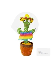 Cactus bailarín, cactus parlante repite lo que dices, nuevo juguete de peluche suave que habla eléctrico, juguetes de cactus para bebés - Verde - Ver 4