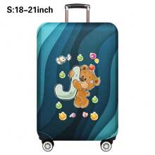 行李箱罩旅行箱罩适用于 18 至 32 英寸行李箱保护套男女户外假日旅行必备配件涤纶行李箱弹力防尘罩时尚首字母 A 至 Z 熊字母印花包适用于学校学校配件学校用品