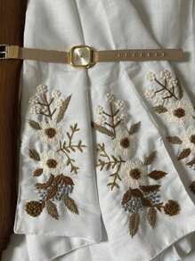 1pc  Elegant Modest Embroidered Moon Kimono Cardigan Shawl Hijab, Suitable For Daily Wear And Festivals - White - View 3