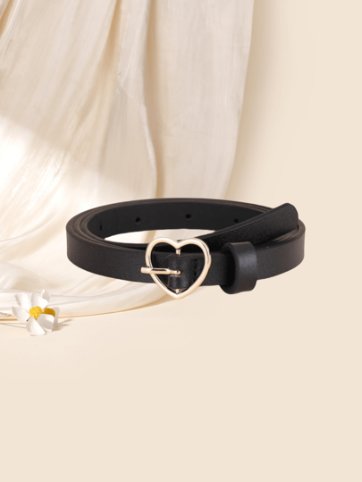 Cinturón de moda para mujer con hebilla en forma de corazón sólido, para uso diario, verano lindo, escuela, otoño, Halloween