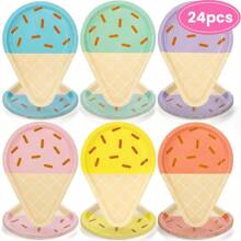 صحون حفلة الآيس كريم، صحون أطباق تقديم الأطباق التمهيدية 10 بوصة للتخلص منها للكيك والحلويات والفاكهة وحفلات عيد الميلاد الصيفية، صحون ذات موضوع عصير الآيس كريم الحلو والجذاب للاحتفال والحفلات والنزهات