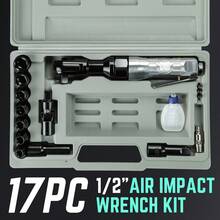 17Pc 1/2-Inch Air Ratchet Wrench Set 50 FT.-LB / 69 N.M Electric Ratchet Wrench Set For Repairs, Machinery Maintenance Assembly, W/ Case, Sliver / Black - Silver - View 3