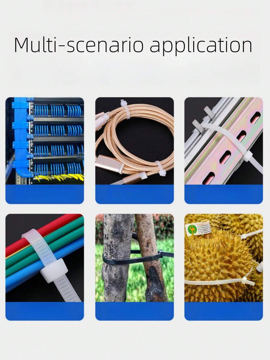 300pcsBlack Nylon Cable Ties, Industrial Grade Ties, Garden Sapling