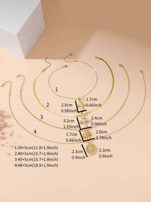 4入組歐美風格元素人工珍珠吊墜套裝，立體方形雪花石心臟和“愛你”標籤，聖母瑪利亞多層項鏈套裝，適用於派對和節日