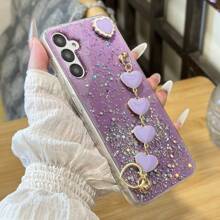 1pc Galaxy Glitter Heart DIY Bracelet & Phone Case Compatible With IPhone/ Compatible With Samsung/ Compatible With OPPO/ Compatible With Huawei Phones