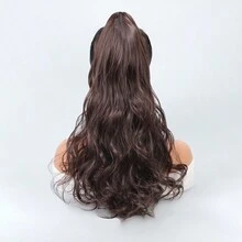 Tổng hợp Móng Vuốt Kẹp Đuôi Ngựa Phần Mở Rộng, 22 Inch Dài Cong Lượn Sóng Đuôi Ngựa Phần Mở Rộng Cho Nữ Đuôi Ngựa Phần Lông - Nâu đen - Xem 4