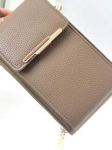 Messenger Bag A Multi-Function Large-Capacity Double-Layer Zipper Mobile Phone Wallet, Fashion Simple And Delicious Soft Image, Leisure Holiday, Dating - Camel - View 3