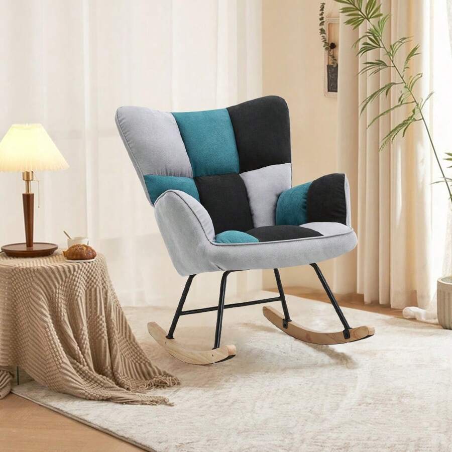 Living And Home Tufted Upholstered Rocking Chair - Multicolor - View 1
